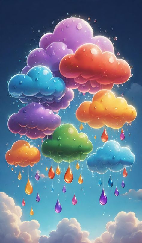 Cute Rain Wallpaper, Neon Rainbow Wallpaper, Watercolour Sky, Pastel Rainbow Wallpaper, Cute Wallpapers For Android, Cute Iphone Wallpaper Tumblr, Whimsical Art Paintings, Rain Wallpapers, Watercolor Sky