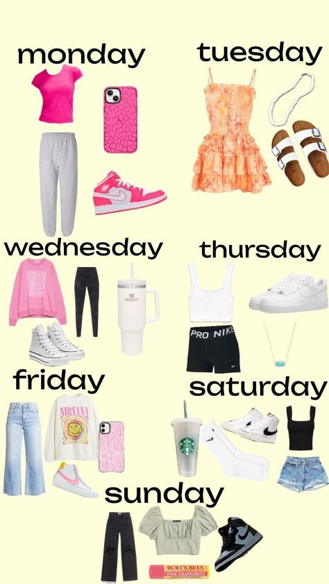 Shein Back To School, Shein Back To School Outfits, Cute Easy Outfits For School, Cute Middle School Outfits, Outfit Planner, Simple Outfits For School, Preppy Inspiration, Preppy Summer Outfits, Fitness Wear Outfits