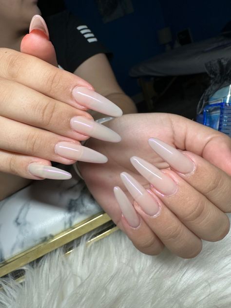 Nudie nails long almond nails Plain Long Almond Nails, Extra Long Almond Nails, Round Nails Long, Oval Long Nails, Rounded Nails Long, Nude Nails Almond, Russian Almond Nails, Long Round Nails, Nails Long Almond