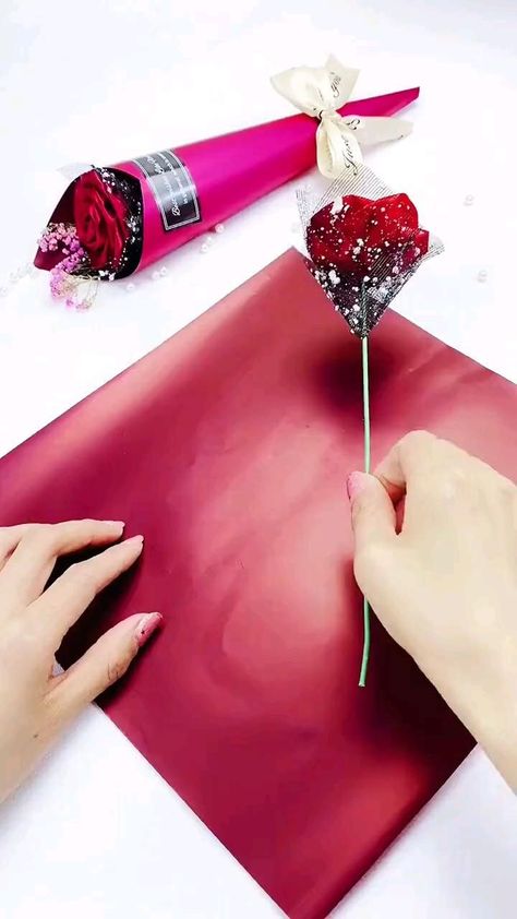 Step-by-Step Tutorial: How to Wrap a Bouquet in Paper Wrap A Bouquet In Paper, Wrap A Bouquet, Satin Flowers Diy, Paper Flower Diy, Wedding Gift Hampers, Diy Lace Ribbon Flowers, Diy Bouquet Wrap, Ribbon Crafts Diy, Flower Bouquet Diy