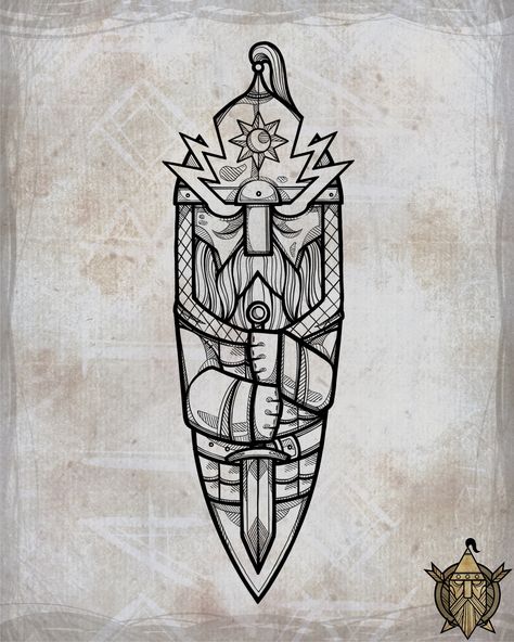 Dwarven Tattoo Design, Denmark Tattoo Ideas, Perun Slavic Tattoo, Slavic Tattoo Symbols, Dwarven Tattoo, Ygdrassil Tattoo, Viking Tattoo Ideas For Men, Viking Art Drawing, Viking Art Tattoo