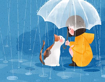 Check out new work on my @Behance profile: "Rainy day" http://be.net/gallery/87591445/Rainy-day Rainy Day Drawing, Rain Illustration, Umbrella Illustration, Girl With Dog, Its Raining, Rain Art, Raining Outside, Umbrella Art, 강아지 그림