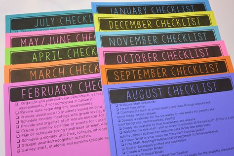 Principal's Monthly To-Do Checklists - Principal Principles High School Assistant Principal Office Decor, Becoming A Principal, Elementary School Administration, Meet The Principal Template, Elementary Principal Office Decor, Preschool Director Office Organization, Elementary Assistant Principal Office, Principal Binder Organization, Principal Meet And Greet Ideas