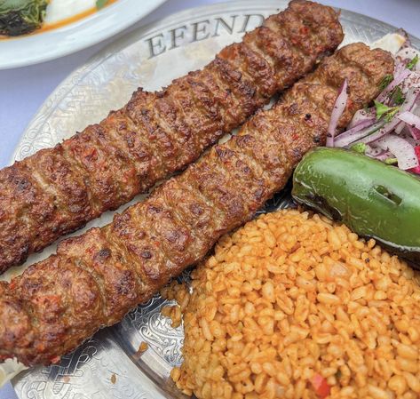 the best of Iranian cuisine Adana Kebab Recipe, Adana Kebab, Turkish City, Iranian Cuisine, Kebab Skewers, Kebab Recipe, Grilled Peppers, Enjoy Your Meal, Kebab Recipes