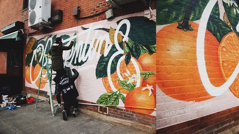 Clementine Bakery Mural on Behance Bakery Mural, Painting Graphic Design, Brooklyn Bakery, Beach Mural, Mural Ideas, Illustration Painting, Mini Golf, Mural Painting, Spray Painting