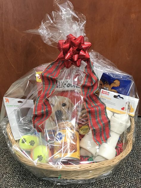 Dog Gift Basket Ideas, Pet Gift Basket, Target Dog, Dog Gift Basket, Food Gift Basket, Auction Basket, Auction Baskets, Dog Brush, Canned Dog Food