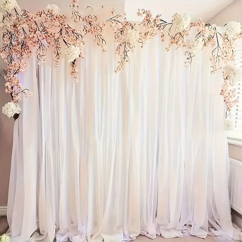 White Chiffon Backdrop Curtains Multiple Sizes Available - Temu Chiffon Backdrop, Drapes For Wedding, Banquet Decor, Backdrop Curtains, Decoration Photography, Stage Decoration, Fabric Curtain, Ceremony Arch, Stage Decorations