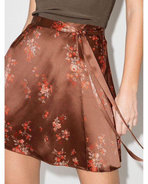 Reformation Floral Print Silk Mini Skirt in Brown - Lyst Reformation Clothing, Silk Mini Skirt, Brown Floral Print, Velvet Mini Skirt, Floral Mini Skirt, Floral Print Skirt, Silk Mini Dress, Black Mini Skirt, Silk Skirt