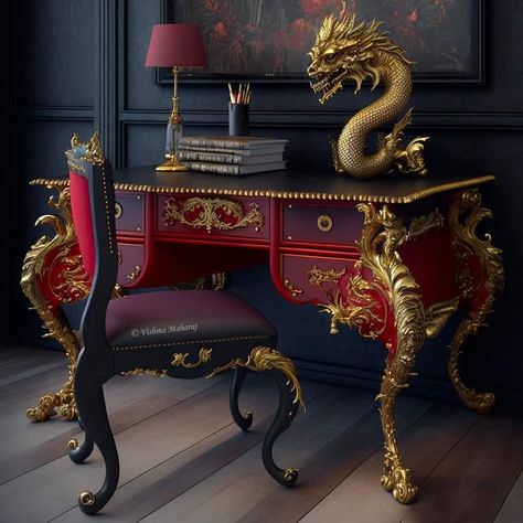 Poison Nightmares, Victorian Gothic Home Decor, Victorian Gothic Decor, Gothic Homes, Gothic Decor Bedroom, Whimsical Bedroom, King Furniture, Fantasy Furniture, Gothic Furniture