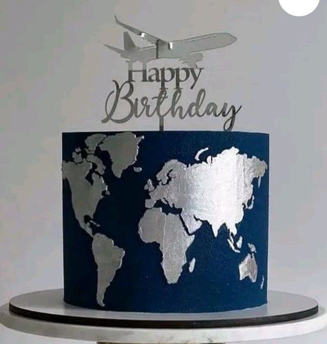 Around The World Birthday Cake, Pilot Cake Ideas, Travel Cake Ideas For Men, Travel Cake Ideas Birthdays, Pilot Birthday Cake, Cake Travel Theme, Travel Birthday Cake, Travel Theme Cake, Airplane Birthday Cakes