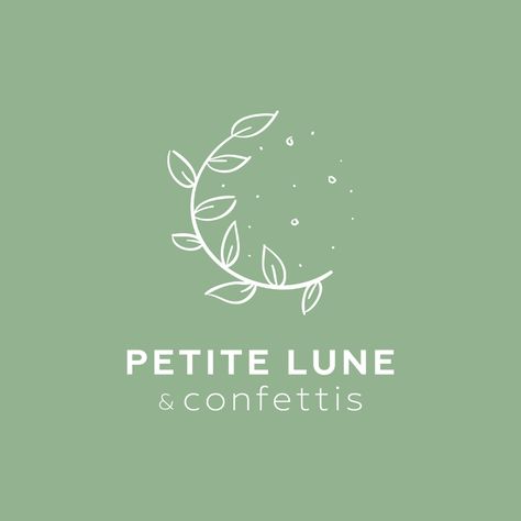 Logo petite lune et confettis - Petipeu Logo Graphiste, Logo Lune, Belly Casting, Dream Logo, Florist Logo, Bakery Logo, Bakery Logo Design, Watercolor Logo, Brand Fonts