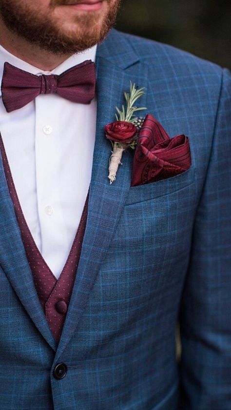 Navy And Burgundy Groom, Mens 3 Piece Suits Wedding Groom Attire, Navy And Burgundy Mens Wedding Attire, Navy Blue And Burgundy Suit Men, Navy Blue And Burgundy Tuxedo Wedding, Blue Suit Red Tie Wedding, Navy And Burgundy Suit Wedding, Groom Suit Vintage Wedding Navy Blue, Navy Blue Groomsmen Suits Burgundy