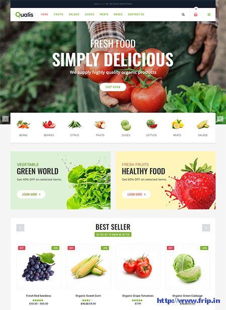 15 Best Organic Food WordPress Themes 2020 | Frip.in Food Website Design Inspiration, Vegetables Farm, Webpage Design Layout, Healthy Website, Food Website Design, Organic Food Market, Nutrition Website, Organic Store, Food Web Design