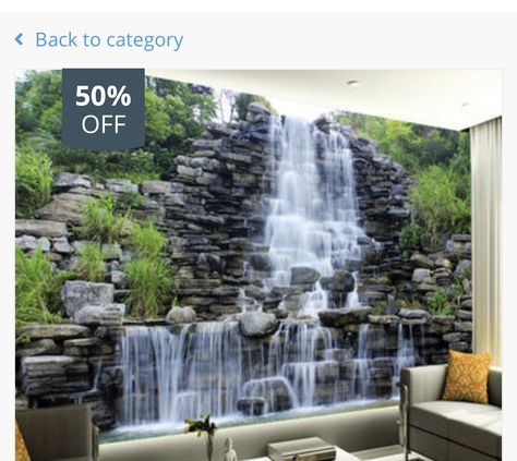 Mural Wallpaper Living Room, Landscape Wall Painting, Taman Air, Waterfall Wallpaper, 3d Wallpaper Mural, 3d Mural, Wall Painting Art, Waterfall Landscape, Waterfall Wall