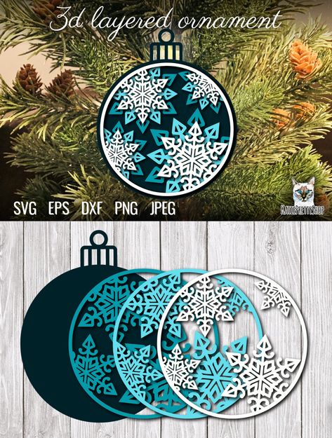 Christmas Papercut, 3d Tiskárna, Christmas Ornaments Svg, 3d Snowflake, Cricut Christmas Ideas, 3d Snowflakes, Idee Cricut, Christmas Download, Laser Engraved Ideas