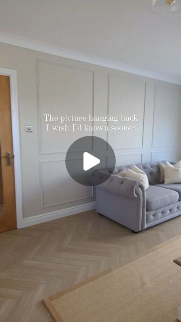 @at_home_with_betty on Instagram: "The picture hanging hack you need to know about!  The first time we hung these frames (pre-panelling) it took approximately 500 times longer because I hadn't yet seen this hack...  Safe to say this is an absolute game changer!!  • Wall colour - Egyptian Cotton by Dulux • Frames - The Range • William Morris prints - Amazon • Sofa - DFS • Panelling - Skirting World  P.s. When did Blu-Tack stop being blue?!  . . . . #homehacks #panelling #pictureframe #wainscoting #pictureframemoulding #williammorris #williammorrisprint #girlswhodiy #therange #dfs #duluxegyptiancotton #skirtingworld #picturehanging #howtohangapicture #diyhowto" Picture Frame Paneling, Half Height Panelling, Living Room Panelling Ideas, Dulux Egyptian Cotton, Hallway Panelling, Amazon Sofa, William Morris Prints, Living Room Panelling, Wall Colour