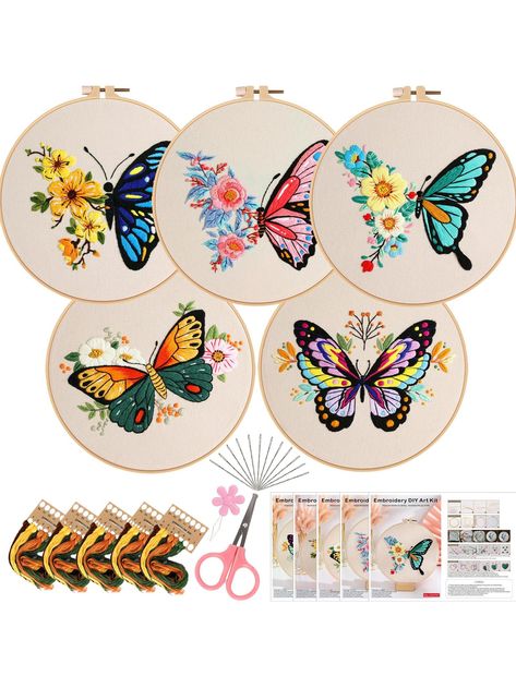 Multicolor  Collar  Polyester   Embellished   Arts,Crafts & Sewing Embroidery Butterfly, Unique Mothers Day Gifts, Blue Nail Designs, Learn Embroidery, Embroidery Scissors, Cute Embroidery, Hand Embroidery Stitches, Embroidery Needles, Satin Stitch