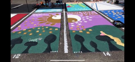 Tangled Themed! Tangled Themed Parking Spots, Tangled Parking Spot Painting, Tangled Senior Parking Spot, Tangled Parking Spot, Graduation Things, Senior Parking Spot, Parking Spot Painting, Spot Painting, Senior Ideas