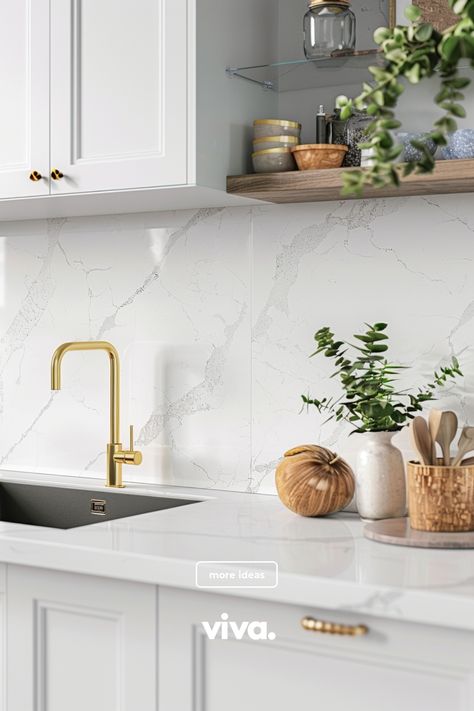 🔥 Looking for some kitchen backsplash ideas to elevate your space? Discover unique and modern kitchen tiles backsplash options that will transform your kitchen. From brick backsplash to white kitchen backsplash, find the perfect style for your home! ✨🍽️ #kitchenbacksplash #kitchendesign #homedecor #backsplashtiles White Kitchen Wall Tiles Ideas Modern, Subtle Kitchen Backsplash, Plain Backsplash Kitchen, Faux Marble Backsplash Kitchen, Kitchen Backsplash Same As Countertop, Tiles For Kitchen Countertops, White Marble Kitchen Backsplash, Kitchen Wall Tiles Ideas Modern, Modern Kitchen Tile Backsplash