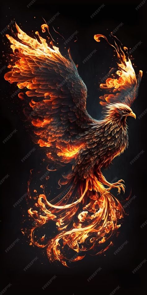 Premium Photo | Photo phoenix flame bird Pictures Of Flames, Realistic Phoenix Drawing, Real Phoenix Bird, Phoenix Sculpture, Flames Wallpaper, Sculpture Reference, Phoenix Tattoo For Men, Phoenix Bird Art, Phoenix Drawing