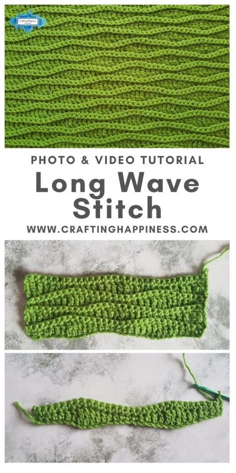 Crochet Wave Stitch Tutorial, Long Wave Stitch Crochet, Long Wave Crochet Stitch, Crochet Wave Stitch Pattern, Wave Stitch Crochet Blanket, Wave Crochet Blanket Pattern, Wave Crochet Pattern, Wavy Crochet Pattern, Wave Stitch Crochet