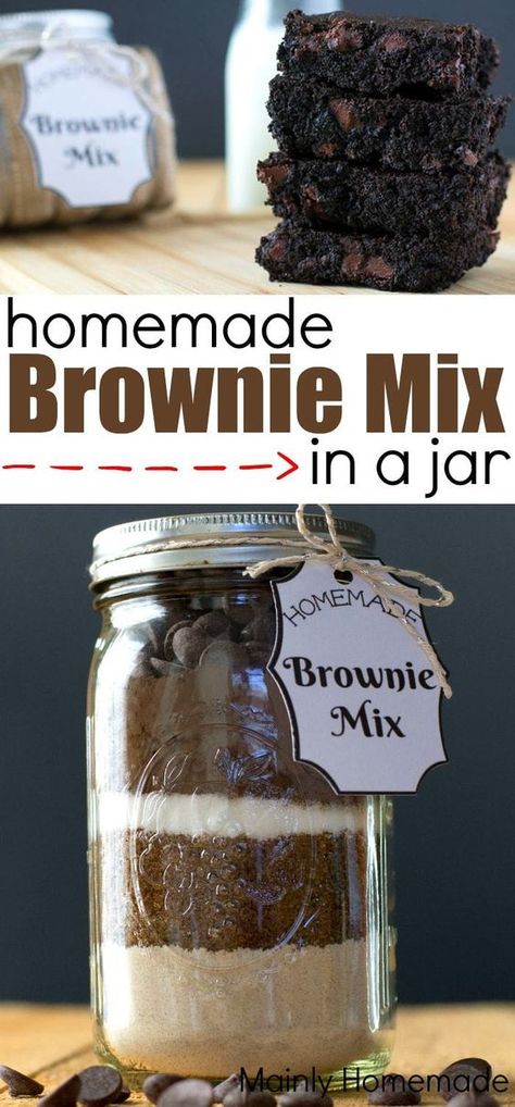 Easy Homemade Brownie Mix in a Jar | Mainly Homemade Brownie Mix In A Jar, Mason Jar Mixes, Brownies In A Jar, Homemade Brownie Mix, Homemade Brownies Easy, Mix In A Jar, Homemade Brownie, Homemade Dry Mixes, Mason Jar Cookies