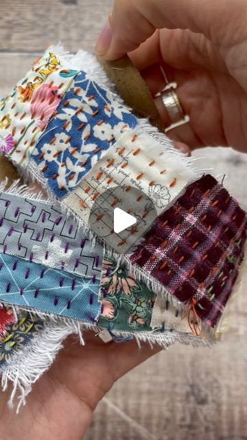 Mira on Instagram: "Thank you all so, so much for all your messages and thumbs ups yesterday in response to this little snippet roll! ♥️🙏  It seems to have struck a chord and I’m pleased to let you know that there is now a stitch along video available on my YouTube channel (link in bio).  I would be thrilled to see what you stitch, so please tag me on your posts, if you fancy doing so.  ♥️🙋‍♀️🪡🧵♥️  #slowstitching #slowstitch #slowstitchingmovement #slowsewing #handstitching #handsewing #handembroidery #stitchbystitch #creativestitching #mindfulstitching #creativesewing #bluebellhillcrafts #learningtosew #sewingtutorial #sewingtutorials #embroiderytutorial #embroiderytutorials #embroiderersofinstagram #fabriccollage #fabriccolours #textileart #textilearts #sewcute" Snippet Rolls Inspiration, Fabric Scrolls, Slow Stitching Ideas, Kawandi Quilts, Snippet Roll, Snippet Rolls, Stitch Patch, Stitch Ideas, Slow Stitching