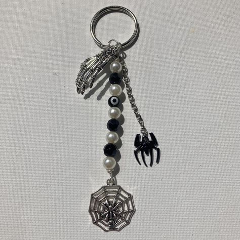 handmade halloween spiderweb goth keychain... - Depop Goth Phone Charm, Goth Keychain, Keychains Aesthetic, Dr Belongings, Classic Watch Women, Safety Pin Crafts, Keychain Ideas, Travel Crafts, Handmade Keychains