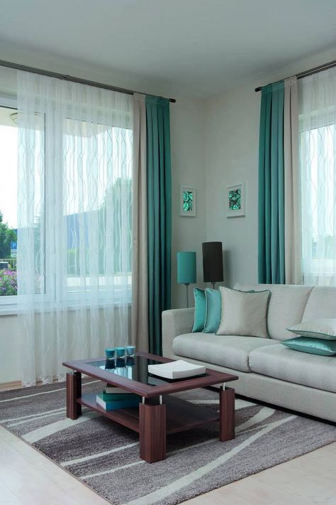 Living Room Teal, Living Room Curtain Ideas, Teal Living Room, Room Curtain Ideas, Teal Living Room Decor, Turquoise Living Room Decor, Living Room Turquoise, Living Room Curtain, Teal Living Rooms