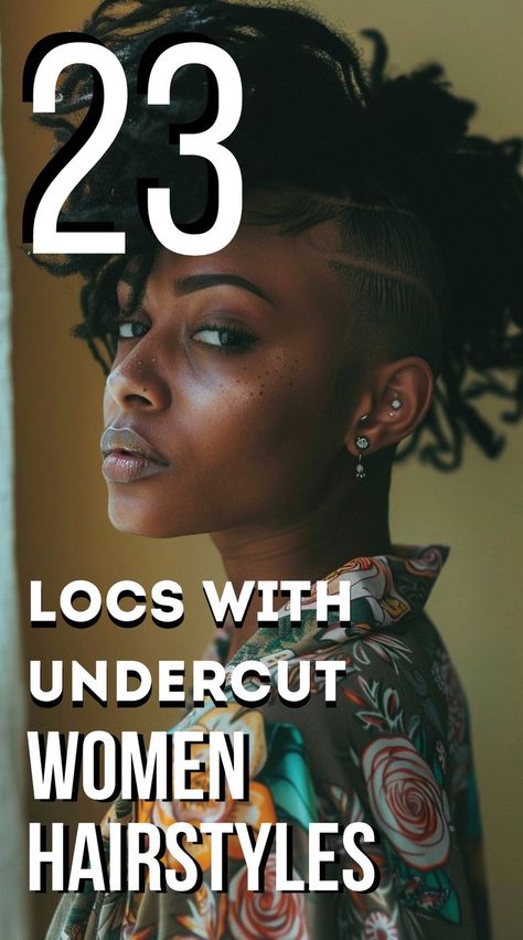 Explore the bold combination of an edgy undercut with the elegant flow of locs. This hairstyle is perfect for women who enjoy a distinctive style that balances boldness and beauty. Locs With Undercut, Locs With Undercut Women, Undercut For Women, Dreads With Undercut, Undercut Natural Hair, Edgy Undercut, Thicker Eyebrows Naturally, Traditional Locs, Colored Dreads