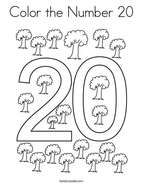 Color the Number 20 Coloring Page - Twisty Noodle Number 20 Crafts For Preschool, Number 20 Activities, Number 20 Activities For Preschool, Number 20 Worksheets For Preschool, Number 20 Worksheet, Color The Number, Preschool Color Activities, Preschool Number Worksheets, Body Preschool