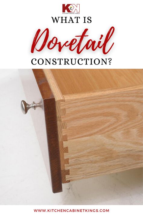 In this style of dovetail joinery, you can only see the pins and tails if you’re looking at the side of the drawer box. Types Of Wood Joints, Traditional Modern Bathroom, Kitchen Cabinet Kings, Type Of Wood, Dove Tail, Wood Joints, Dovetail Joinery, Dove Tail Joints, Dream Bathrooms