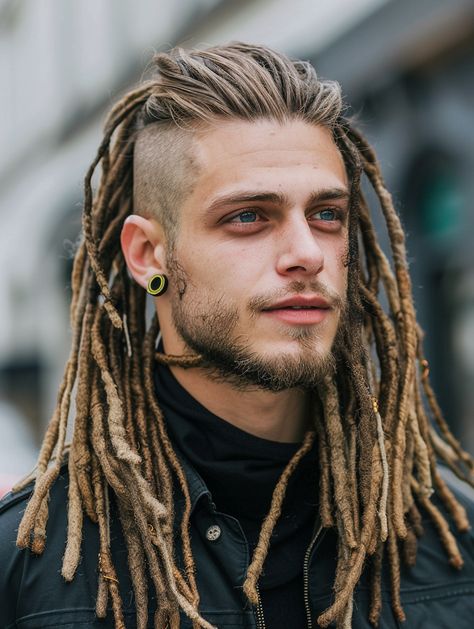 Exploring 28 Unique Dreadlocks Hairstyles for Men from Sporty Short to Regal Long Styles Long Hair Shaved Sides Men, Long Hair Hairstyles For Men, One Side Hair, Dreadlock Fade, Dreadlock Mohawk, Dreadlocks Hairstyles For Men, Dreadlocks Diy, Dreadlock Rasta, Braided Man Bun