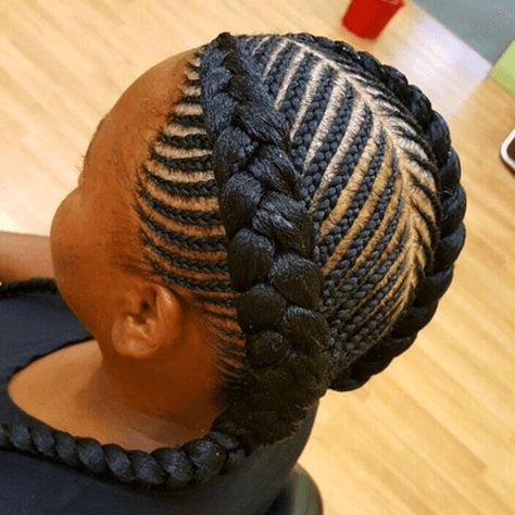 2 Goddess Braids with Weave | New Natural Hairstyles South African Hairstyles, Goddess Braid Styles, Ghana Braids Hairstyles, Kid Braid Styles, Hair Braiding Styles, African Hair Braiding, Kids Braids, African Hair Braiding Styles, Braiding Styles