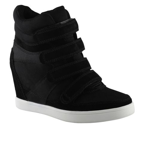 Aldo hidden heel velcro high tops - comfy and work with any outfit. Wedged Sneakers, Wedge Sneakers Outfit, Wedges Sneakers, Sneaker Wedges, Converse Outfits, Black Wedge Sneakers, Style Converse, Winter Mode, High Top Sneaker