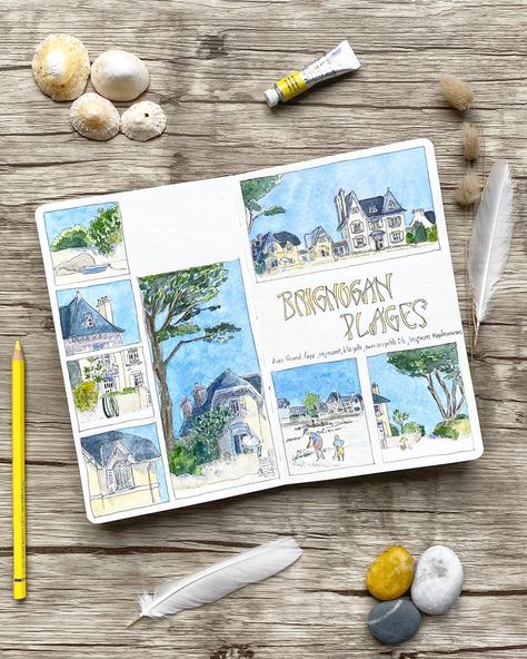 Journalist Ideas, Sketchbook Layout, Travel Art Journal, Sketchbook Tour, Art Forest, Artist Journal, Travel Sketches, Sketch Notes, Photo Album Scrapbooking