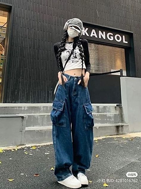 Acubi Jean Outfit, Masc Outfit, American Assassin, High Waist Denim Pants, Loose Clothes, Jeans Summer, Summer Pants Women, Denim Decor, Denim Cargo Pants