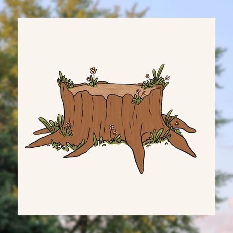 day 9 brings us to this overgrown tree stump! 🌳 #drawing #doodle #doodleaday #mayfullycreations Tree Stump Illustration, Tree Stump Drawing, Stump Drawing, Aesthetic Reference, Tree Doodle, Hall Ideas, Forest Drawing, Simple Tree, Sky Tree