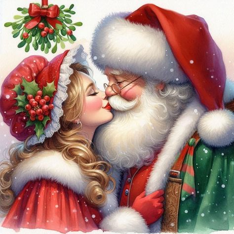 Mommy Kissing Santa Claus, Santa Pics, Cooking Clipart, Diy Natal, Christmas Wallpaper Iphone Cute, Santa Klaus, Bunny Images, Christmas Kiss, Diy Santa