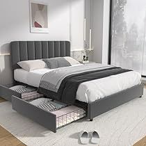 Storage Bed Frame Queen, Upholstered Queen Bed Frame, Headboard Platform Bed, Upholstered Full Bed, Bed Frame With Drawers, Under Bed Drawers, King Upholstered Bed, Queen Upholstered Bed, Full Size Bed Frame