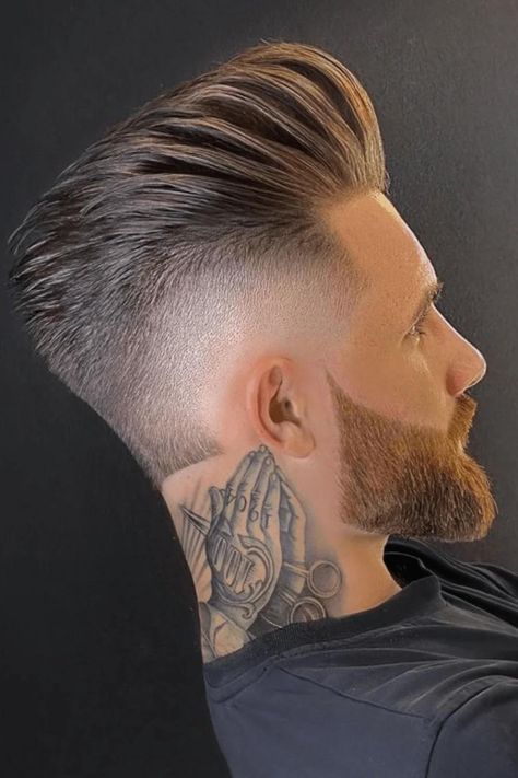 Step into modern elegance with the Modern Pompadour Low Taper Fade haircut! This sophisticated twist on a classic style combines the timeless charm of a pompadour with the sleek lines of a low taper fade. Perfect for those who seek refinement with a contemporary edge. Elevate your grooming game with this trending low taper fade haircut today! #modernpompadour #lowtaperfade #haircutinspo Pompadore Haircut Men Pompadour, Pompadour Mohawk, Gents Haircut, Hip Hairstyles, Pompadour Hairstyle For Men, Graduated Haircut, Husband Hair, Fade Haircut Designs, Low Taper Fade Haircut