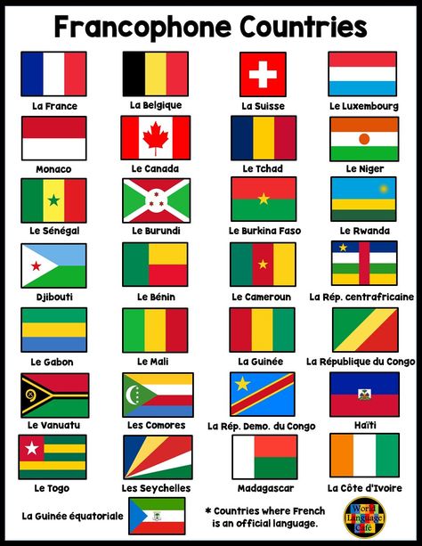 Countries And Capitals, Flag Of France, French Speaking Countries, Francophone Countries, World Language Classroom, World Language, French Speaking, Middle School Lesson Plans, Countries And Flags