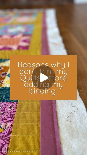 Nellie | Australian Modern Quilt Designer on Instagram: "I’ve had a few people ask why I stitch my binding in place before trimming my quilt, so I thought I’d share a few of the reasons here.   • By stitching the binding on first, I am stitching across all of the rows of quilting, reinforcing them before they’re trimmed • I can trim the quilt to whatever size I need to ensure I have a nice full binding  • The back of the quilt doesn’t ever get any tucks in it and always sits nice and flat • It fills my binding so that when finished, I can’t feel the finished edge of the quilt  I’ve been making quilts for over 30 years and this is the only method I have ever used or taught. I don’t ever have any problem with my quilts not being square because I make sure they’re square whilst making them. Binding Ideas For Quilts, Big Stitch Quilt Binding, Quilt Edging Ideas, Binding A Quilt Tutorial, Quilt Binding Ideas, Quilting Borders Ideas, Row Quilts Ideas, Edge To Edge Quilting Designs, Quilt Hacks