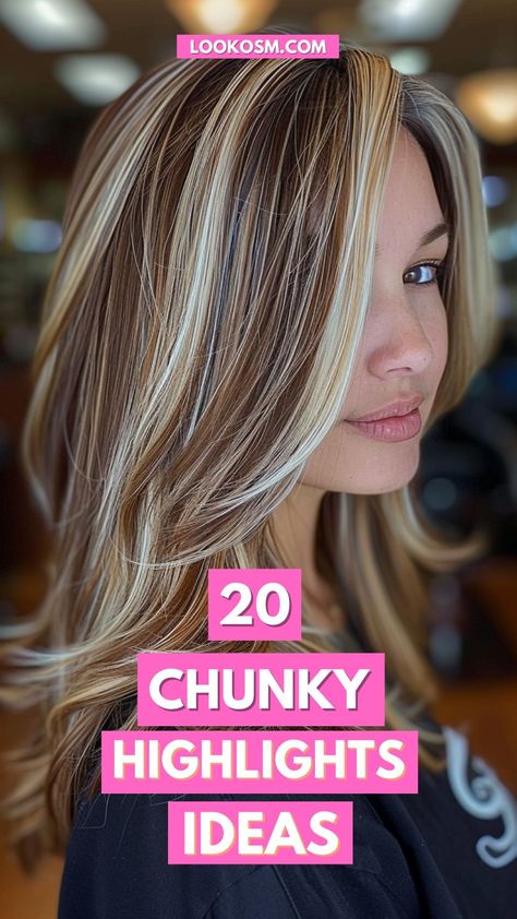 20 Stunning Chunky Highlight Ideas Medium Highlights On Blonde Hair, Highlights And Lowlights On Dark Brown Hair, Gray Hair With Dimension, Teenage Highlights Hair Color, Hair Styles With Blonde Highlights, Best Highlights For Medium Brown Hair, Fall Hair Colors For Gray Hair, Khloe Kardashian Highlights, Bold Lowlights For Blondes