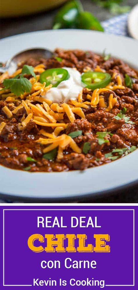 This hearty chili con carne is for meat lovers! With beef chuck and ground pork, this recipe makes a rich, thick chili with Tex-Mex flavor.  #HeartyChili #ChileConCarne #ChiliConCarne #TexMex Thick Chili, Chili Recipe Video, Tex Mex Chili, Pork Chili Recipe, Chopped Beef, Hearty Chili Recipe, Chili Con Carne Recipe, Carne Recipe, Con Carne Recipe