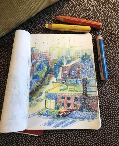 Oil Pastel And Pencil Drawing, Oil Color Pencil Art, Oil Pastel Pencils, Sketch Book Colored Pencil, Pastel Pencil Art, Pencil Crayon Drawing, Soft Oil Pastel, A Level Art Sketchbook, Architecture Concept Drawings