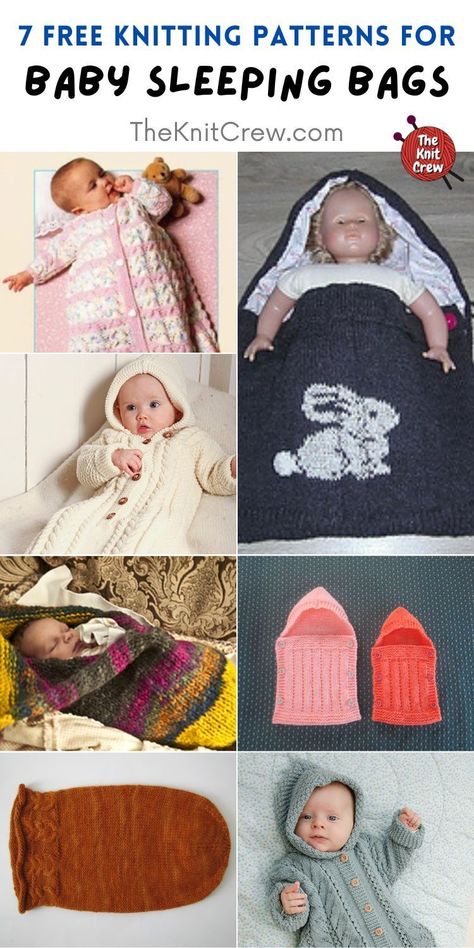 7 Free Knitted Baby Sleeping Bag Cocoon Patterns. 7 Free Knitted Baby Sleeping Bag Cocoon Patterns curated by The Knit Crew. Crochet Baby Sleeping Bag, Knitting Patterns For Blankets, Baby Sleeping Bag Pattern, Baby Bunting Bag, Knitted Sleeping Bag, Toddler Sleep Sack, Sleeping Bag Pattern, Knitting Projects Blanket, Round Loom Knitting