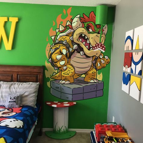 King Koopa Wall Decal Super Mario Bowser Wall Art Nintendo Wall Mural For boy Mario Themed Bedroom, Mario Bed, Paw Patrol Room, Mario Wall, Super Mario Bowser, Boy Playroom, Mario Bowser, Mario Room, King Koopa