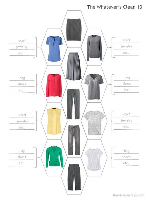 13 piece capsule wardrobe with a Backbone of charcoal grey and bright accents Clean Wardrobe, Capsule Wardrobe How To Build A, Build A Capsule Wardrobe, The Vivienne Files, Vivienne Files, Travel Capsule Wardrobe, Travel Capsule, Minimalist Capsule Wardrobe, Build A Wardrobe