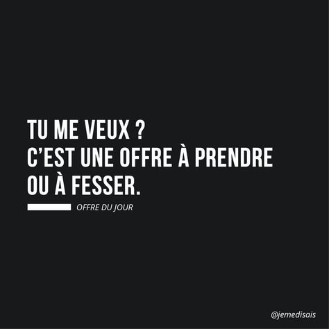 Humour et citations on Instagram: “😏 A prendre ou à fesser 🍑👋 . . . #humour #citation #phrasedujour #penseedujour #citationdujour #mdr #drole #marrant #blague #amour #couple…” Humour Couple, Instagram A, Humor, On Instagram, Instagram, Humour